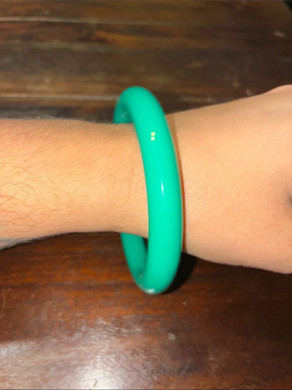 Green White and Turquoise Colored Resin Bangle Bracelets Set of 3 - Unbranded